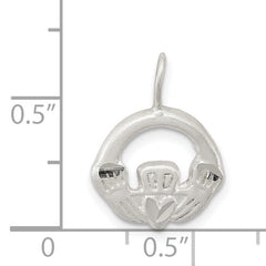Sterling Silver 925 Claddagh Charm with Diamond-Cut Satin Finish & Anti-Tarnish Coating