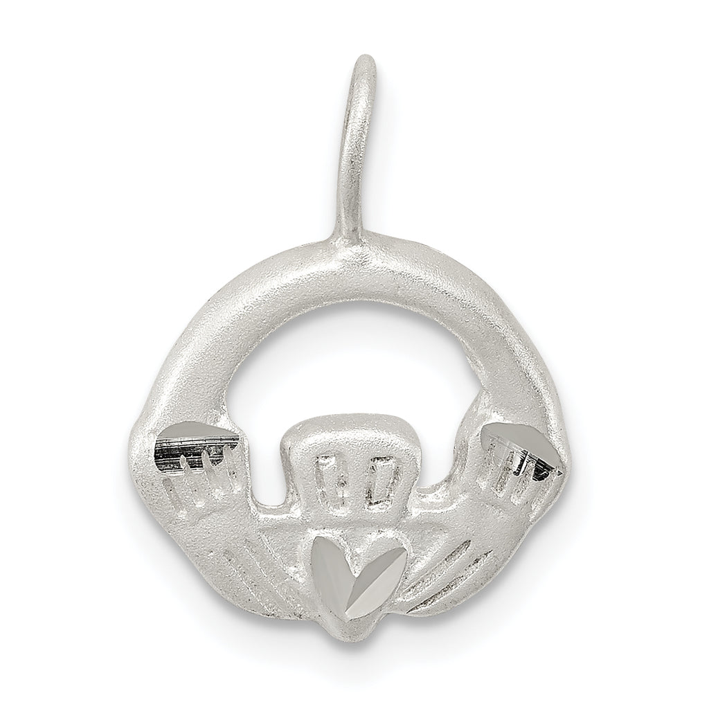Sterling Silver Satin Claddagh Charm