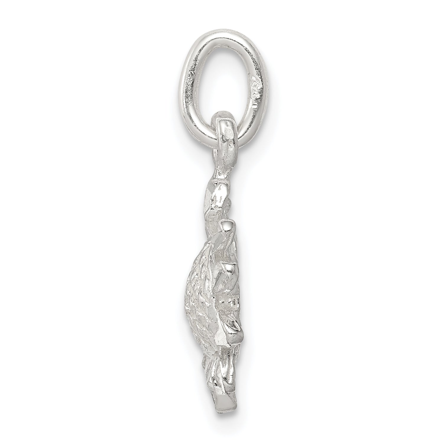 Sterling Silver 925 Floral Charm with Solid Casted Design  21mm Elegant Pendant