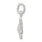 Sterling Silver 925 Floral Charm with Solid Casted Design  21mm Elegant Pendant