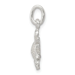 Sterling Silver 925 Floral Charm with Solid Casted Design  21mm Elegant Pendant