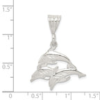 925 Sterling Silver Dolphin Trio Pendant with Polished Finish, Ocean-Themed Charm