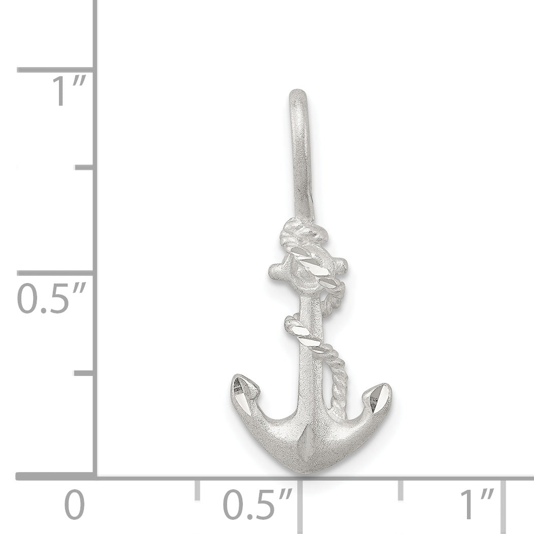 MenÃ¢â‚¬â„¢s Polished 925 Sterling Silver Anchor Charm with Anti-Tarnish Finish