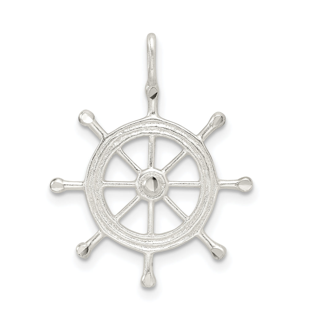 Sterling Silver 925 Polished Boat Wheel Charm for Men with Anti-Tarnish Finish