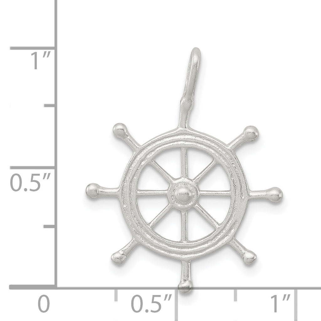 Sterling Silver 925 Polished Boat Wheel Charm for Men with Anti-Tarnish Finish