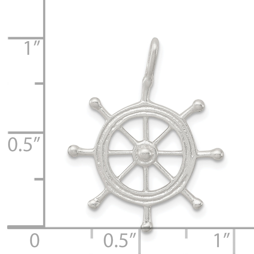 Sterling Silver 925 Polished Boat Wheel Charm for Men with Anti-Tarnish Finish