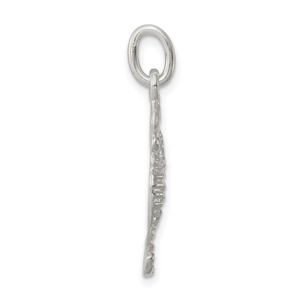 Sterling Silver 925 Seahorse Charm with Polished Finish and Flat Back Design