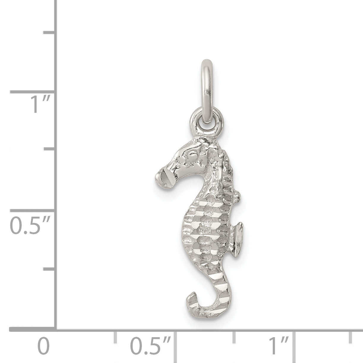 Sterling Silver 925 Seahorse Charm with Polished Finish and Flat Back Design