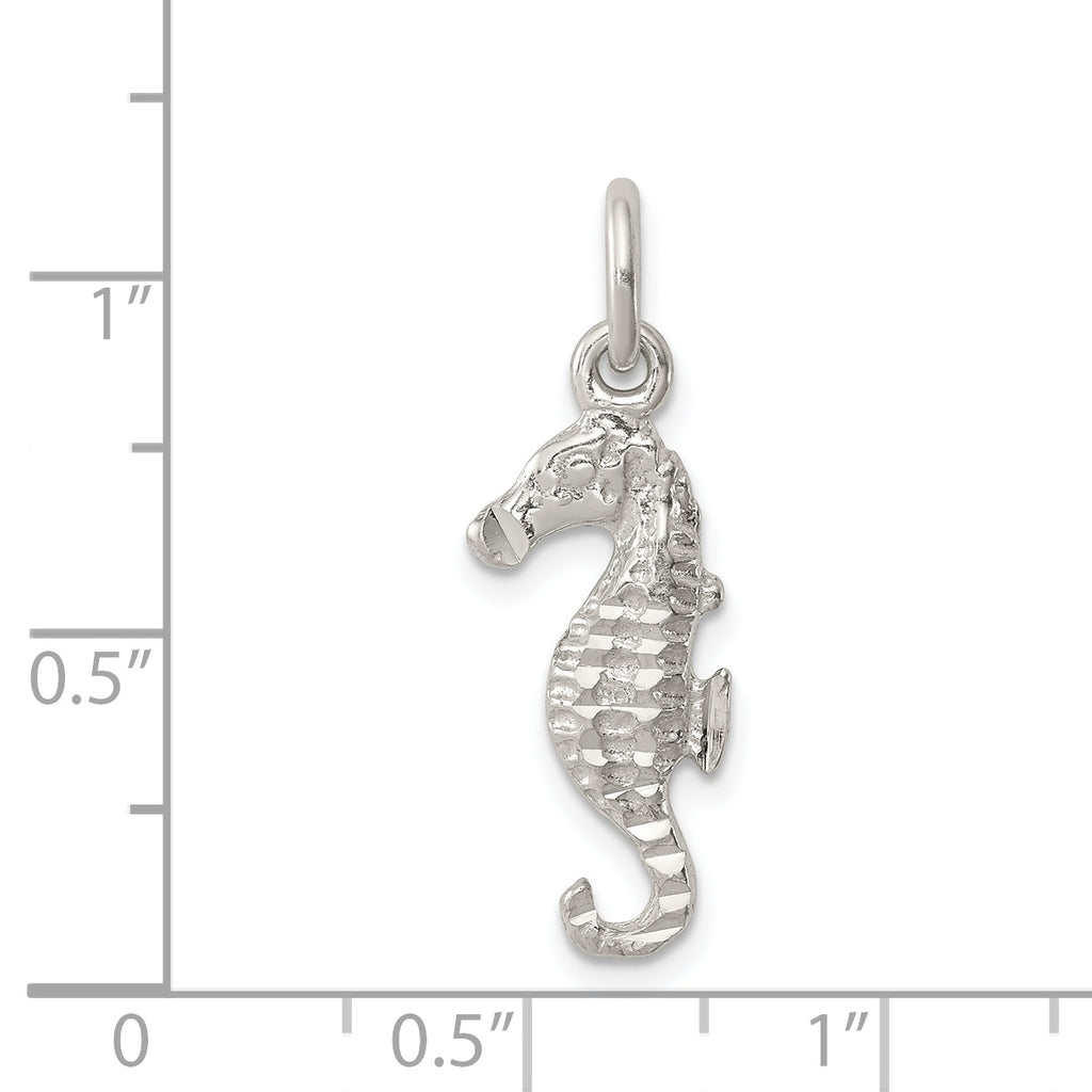 Sterling Silver 925 Seahorse Charm with Polished Finish and Flat Back Design