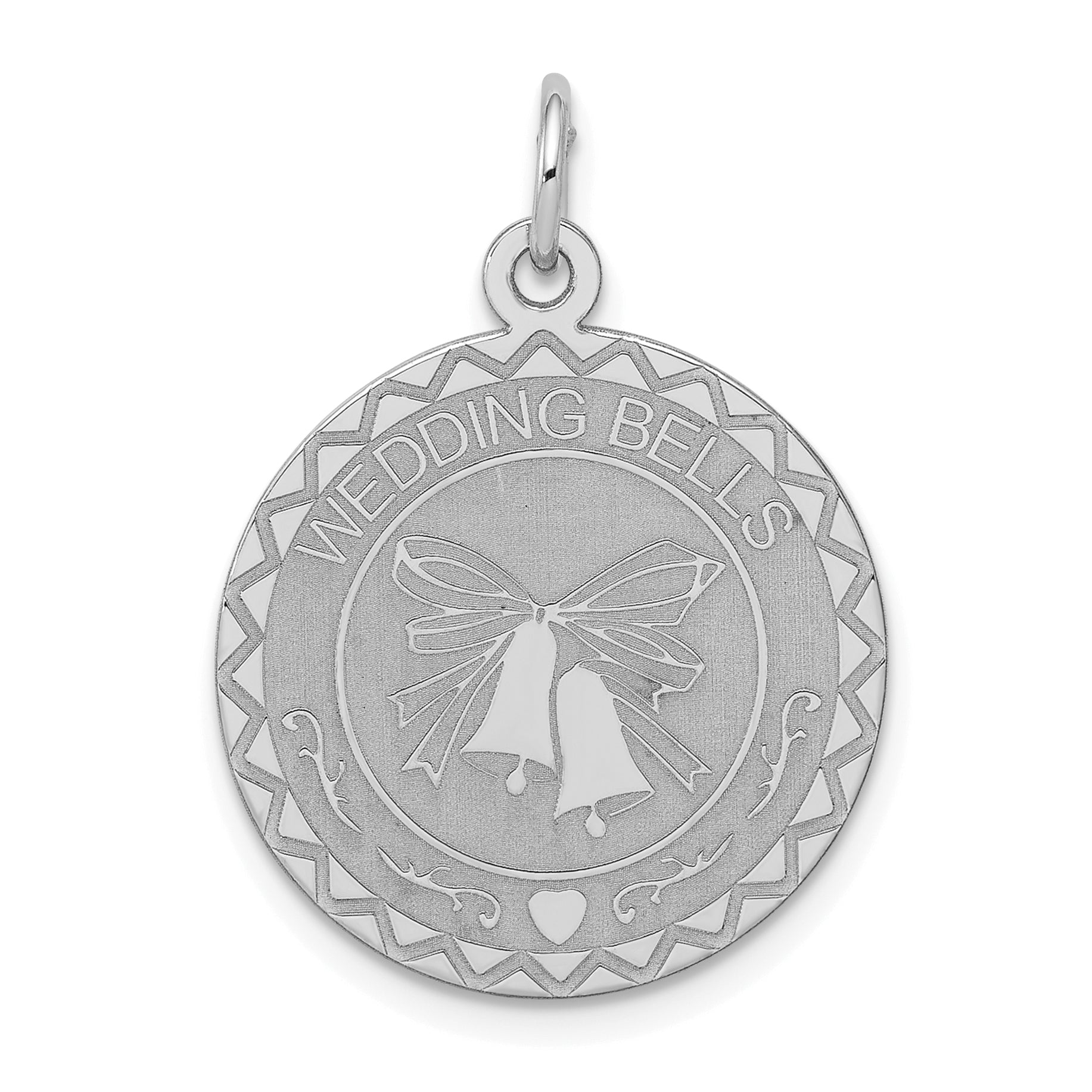 Sterling Silver Rhodium-plated Wedding Bells Disc Charm Main image