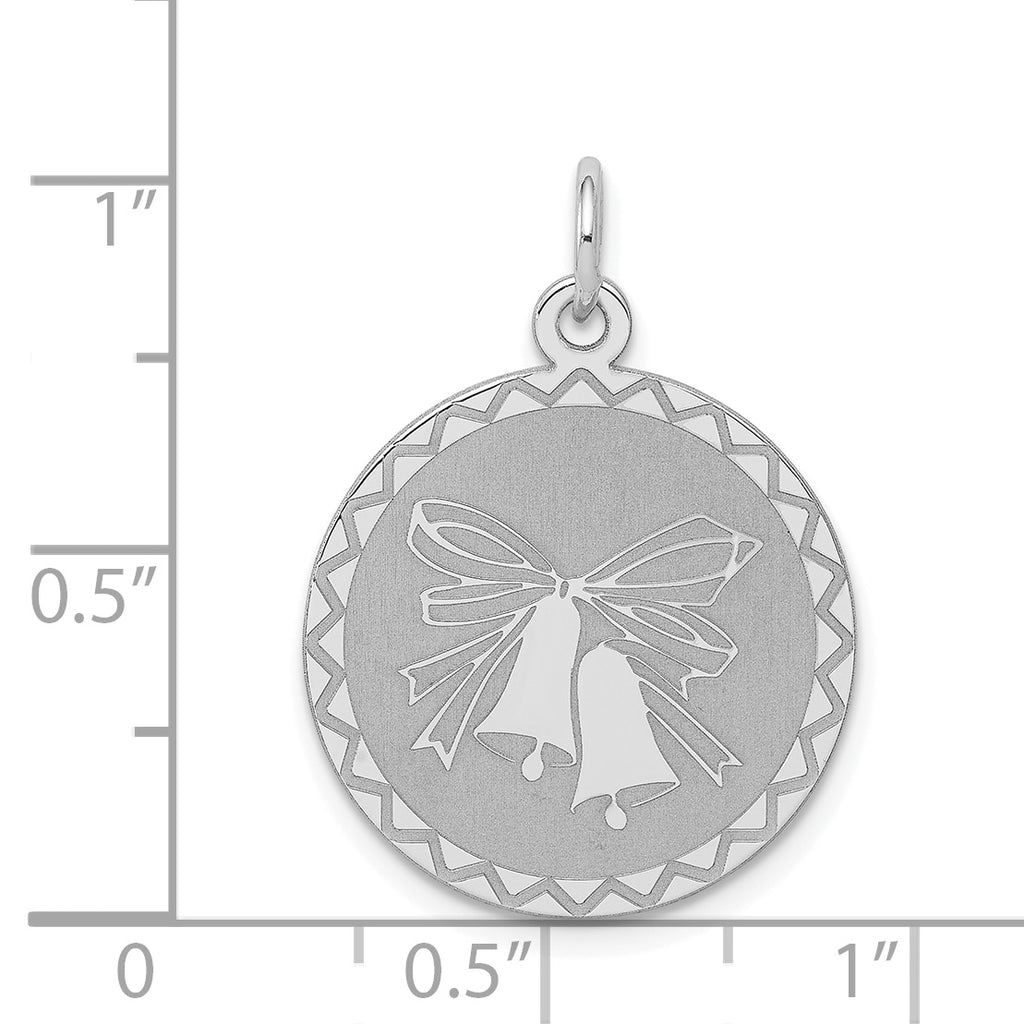 Sterling Silver 925 Rhodium-Plated Engravable Wedding Bells Charm Polished Finish