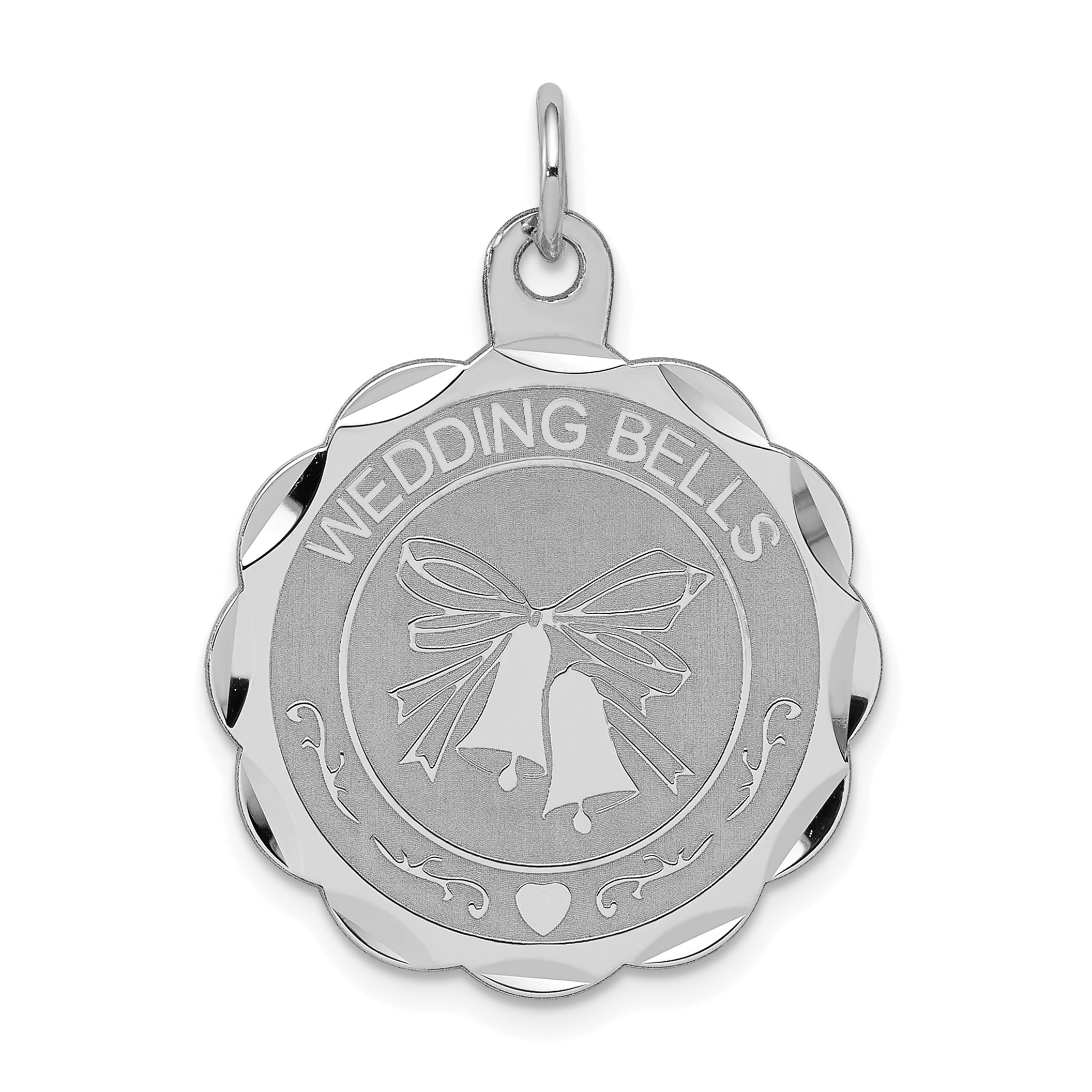 Sterling Silver Rhodium-plated Wedding Bells Disc Charm Main image