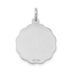 Sterling Silver 925 Engravable Rhodium-Plated Disc Charm with Polished Finish