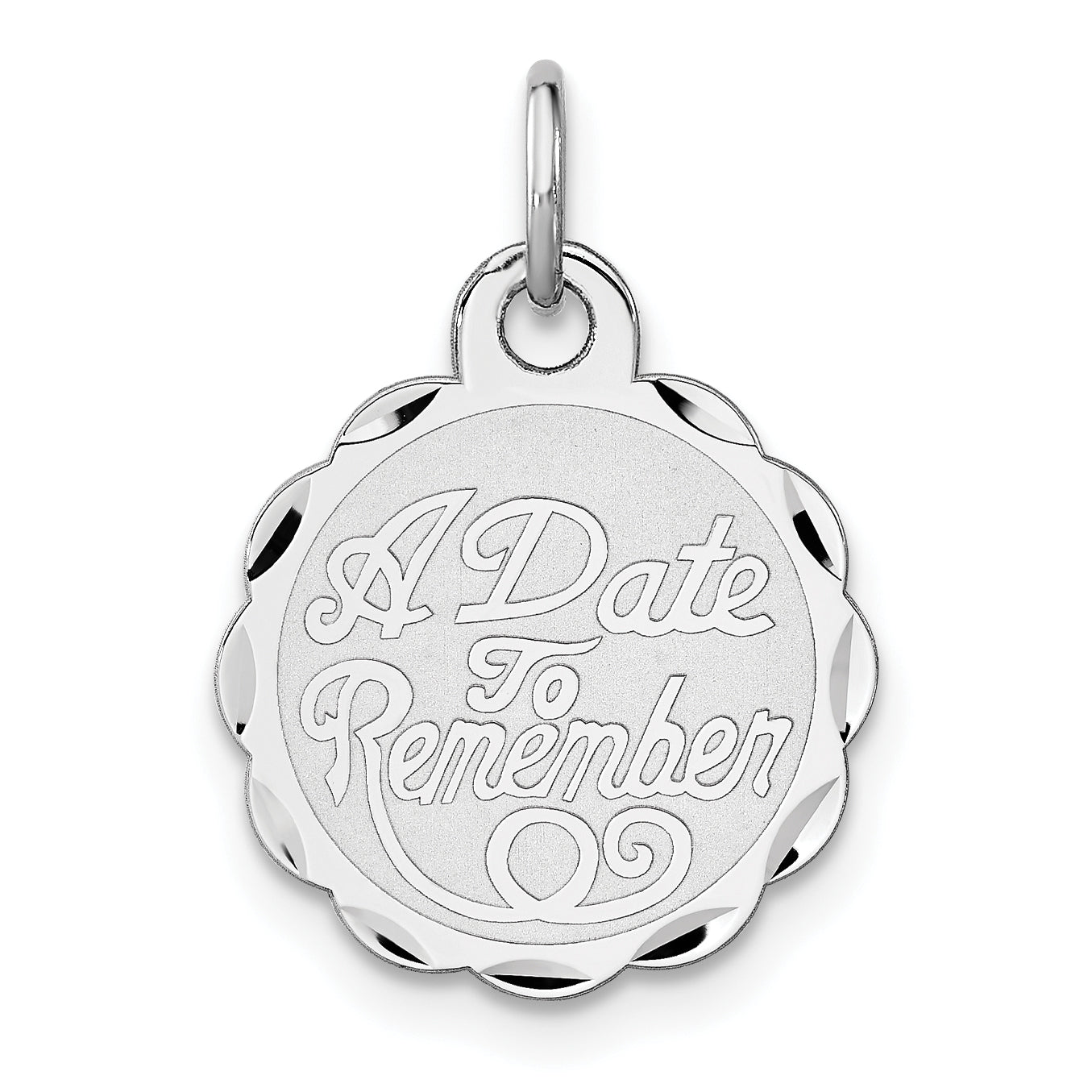Sterling Silver Rhodium-plated A Date To Remember Disc Charm Main image
