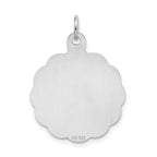 Sterling Silver Rhodium-Plated Engravable Disc Charm Polished Finish