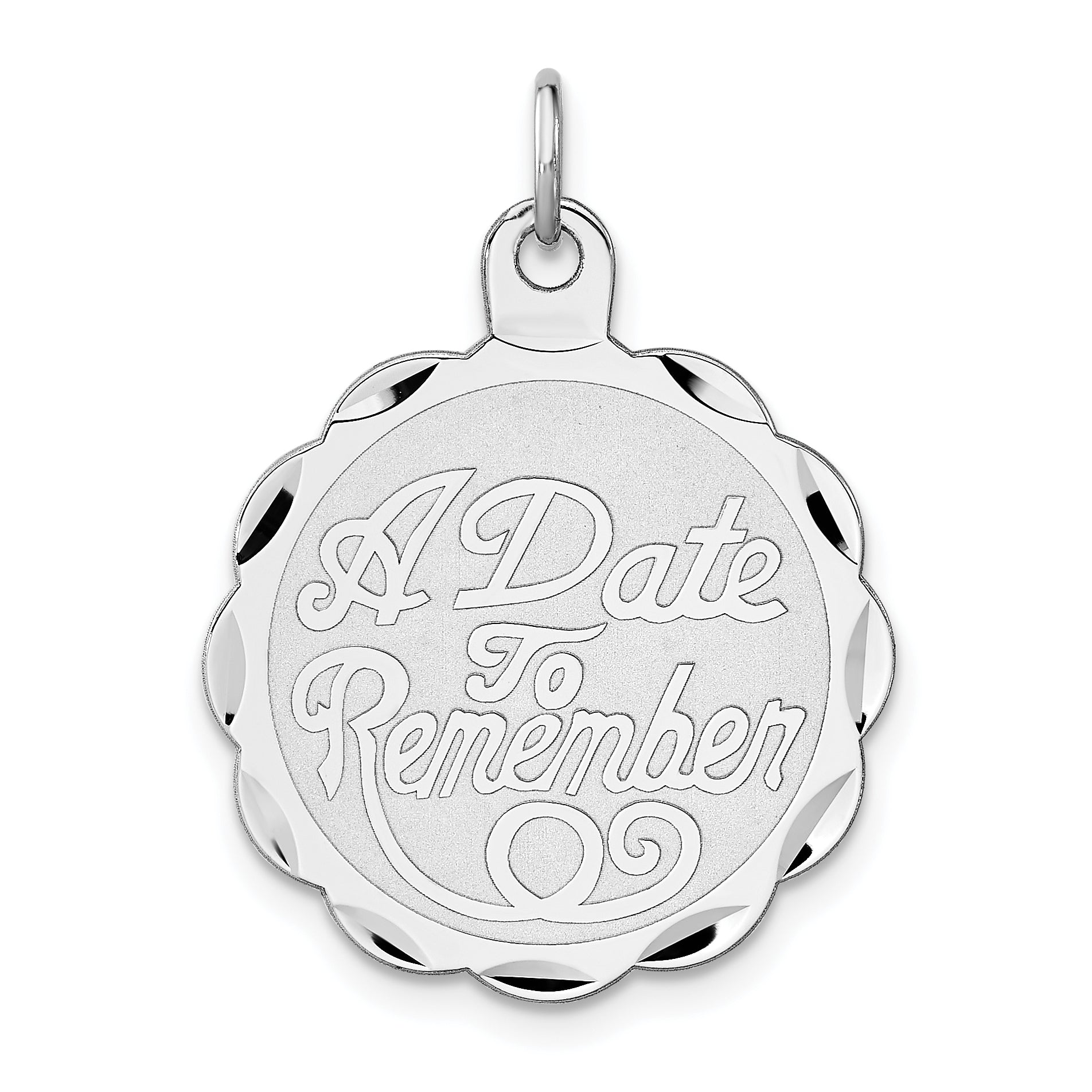 Sterling Silver Rhodium-plated A Date To Remember Disc Charm Main image