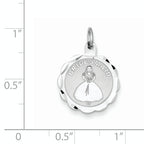 Sterling Silver 925 Rhodium-Plated Bridesmaid Charm Engravable Elegant Gift