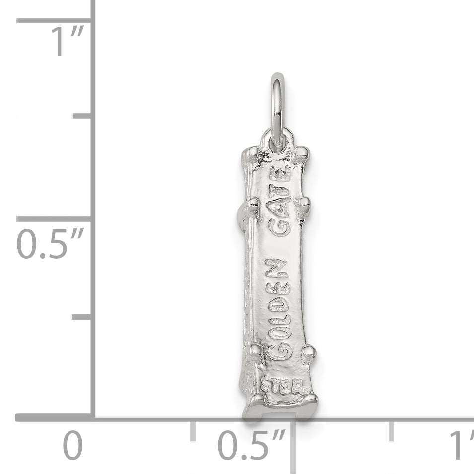 Sterling Silver 3D Golden Gate Bridge Charm with Polished Anti-Tarnish Finish