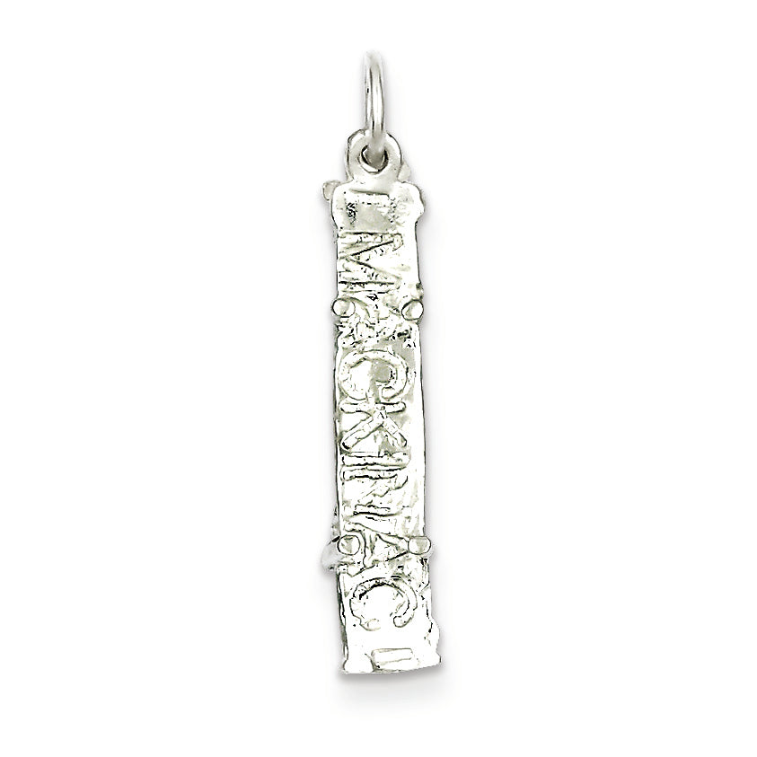 Sterling Silver 3D Mackinac Bridge Charm with Polished Anti-Tarnish Finish