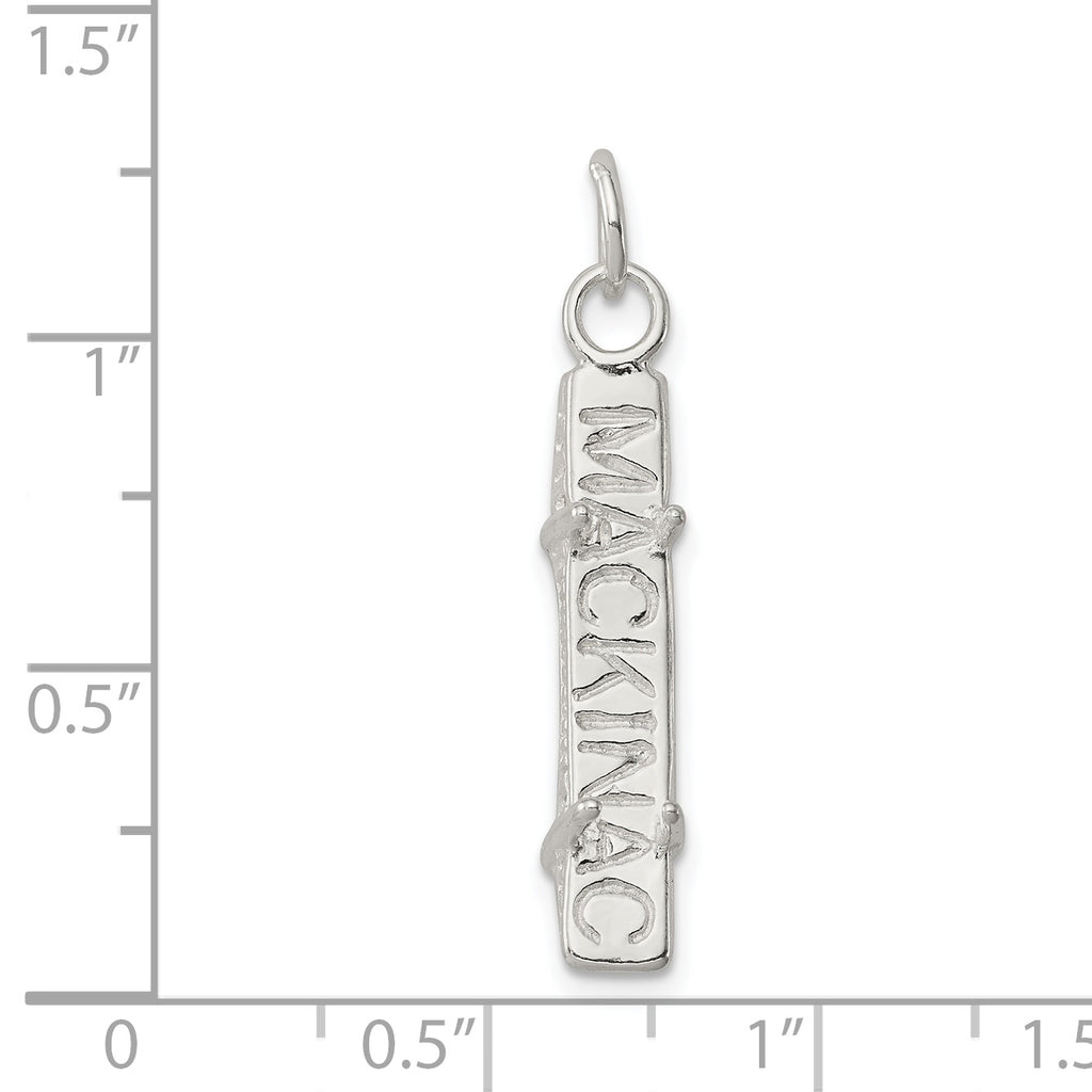 Sterling Silver 3D Mackinac Bridge Charm with Polished Anti-Tarnish Finish