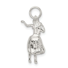 Sterling Silver 925 Hula Dancer Charm with Polished Finish and Anti-Tarnish Coating