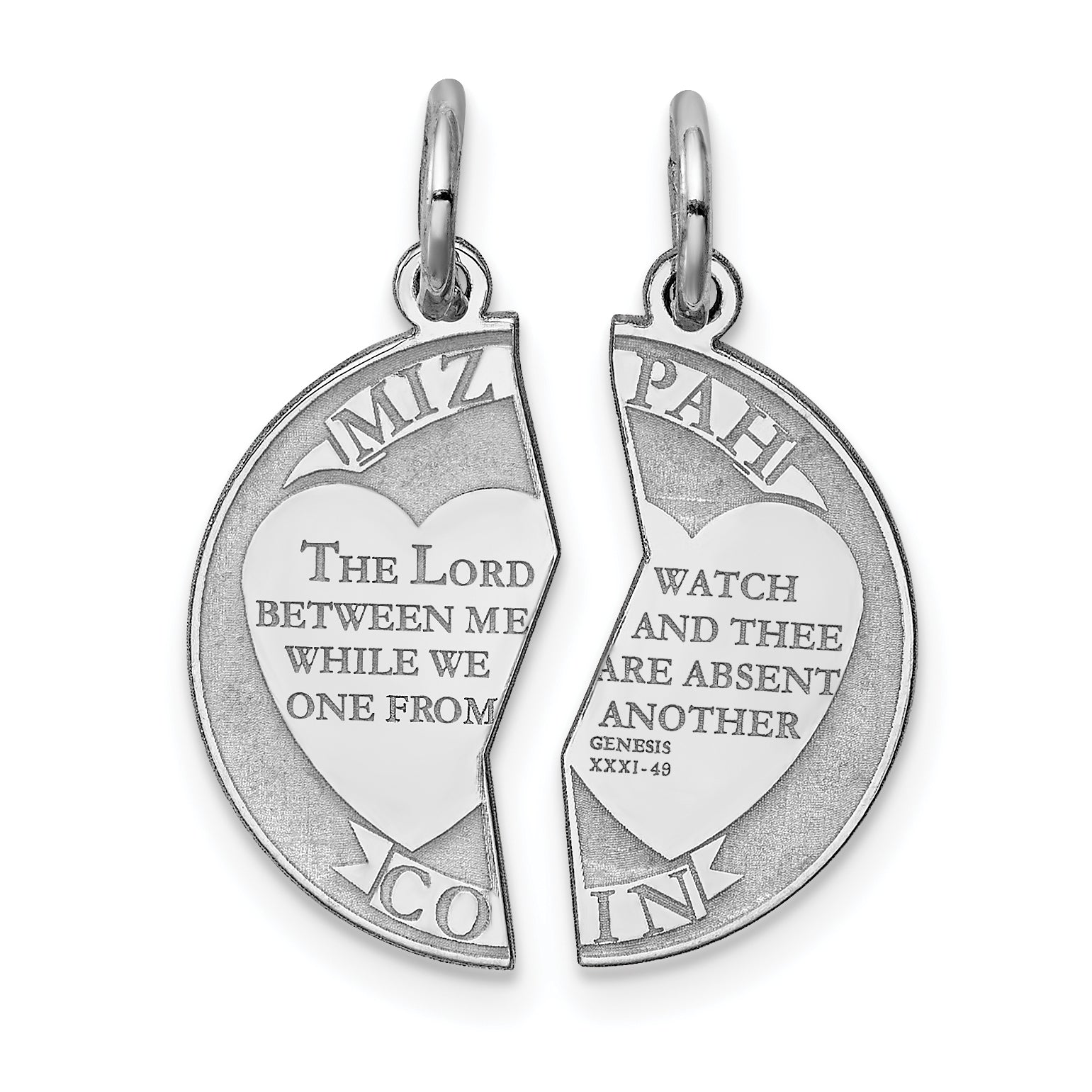 Sterling Silver Rhodium-plated Breakapart Mizpah Charm Main image
