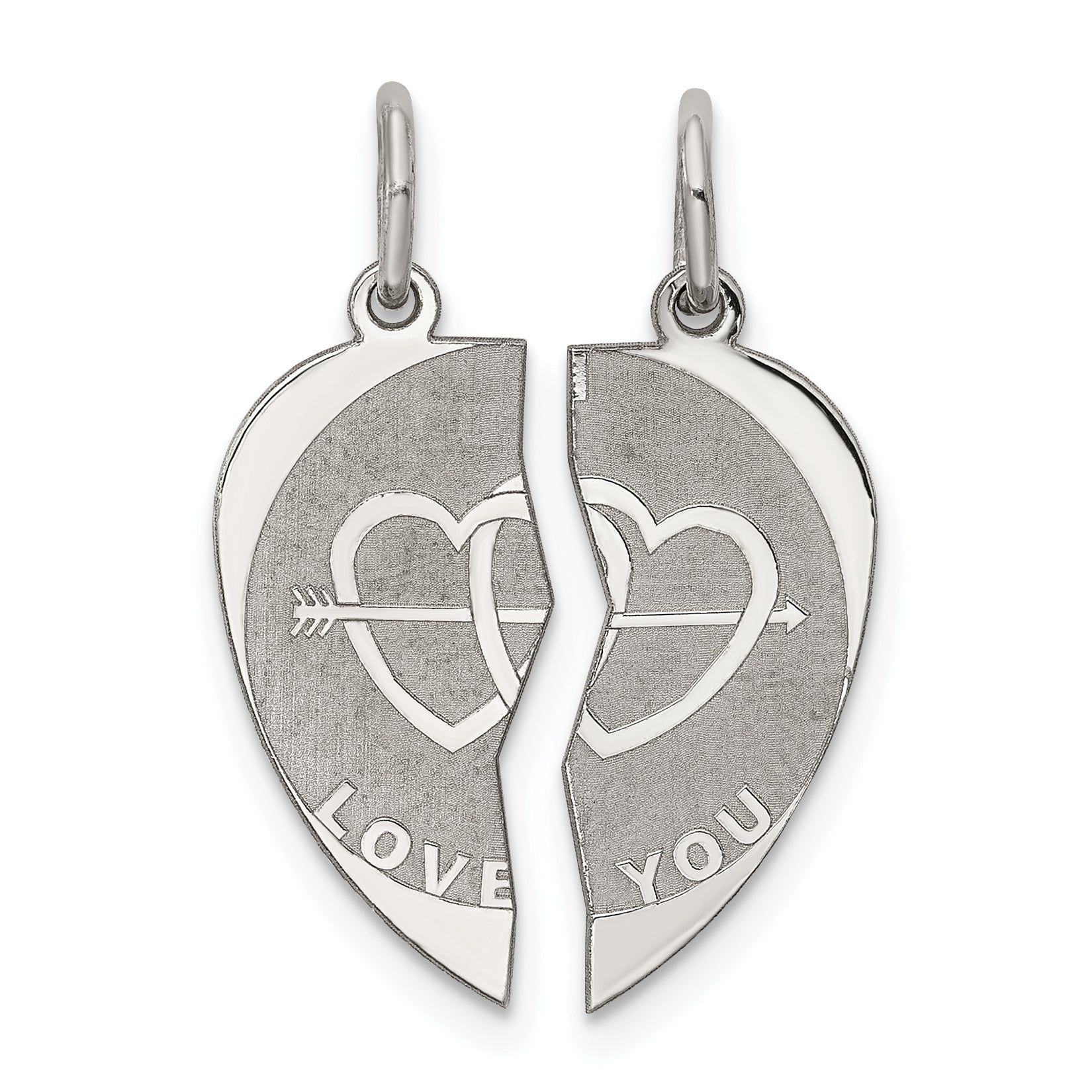 Sterling Silver Rhodium-plated 2-piece Love You Disc Charm Main image