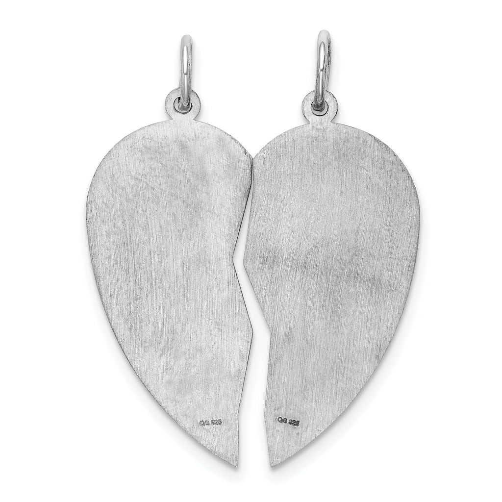 Sterling Silver 925 Mizpah Charm Rhodium-Plated Engravable Pendant Elegant Polished Finish
