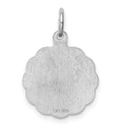 Sterling Silver 925 Engravable Heart Charm with Polished Rhodium Finish