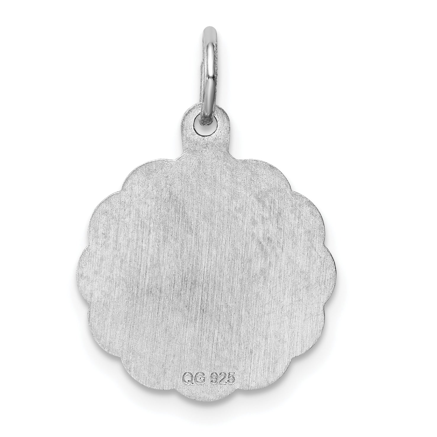 Sterling Silver 925 Engravable Heart Charm with Polished Rhodium Finish