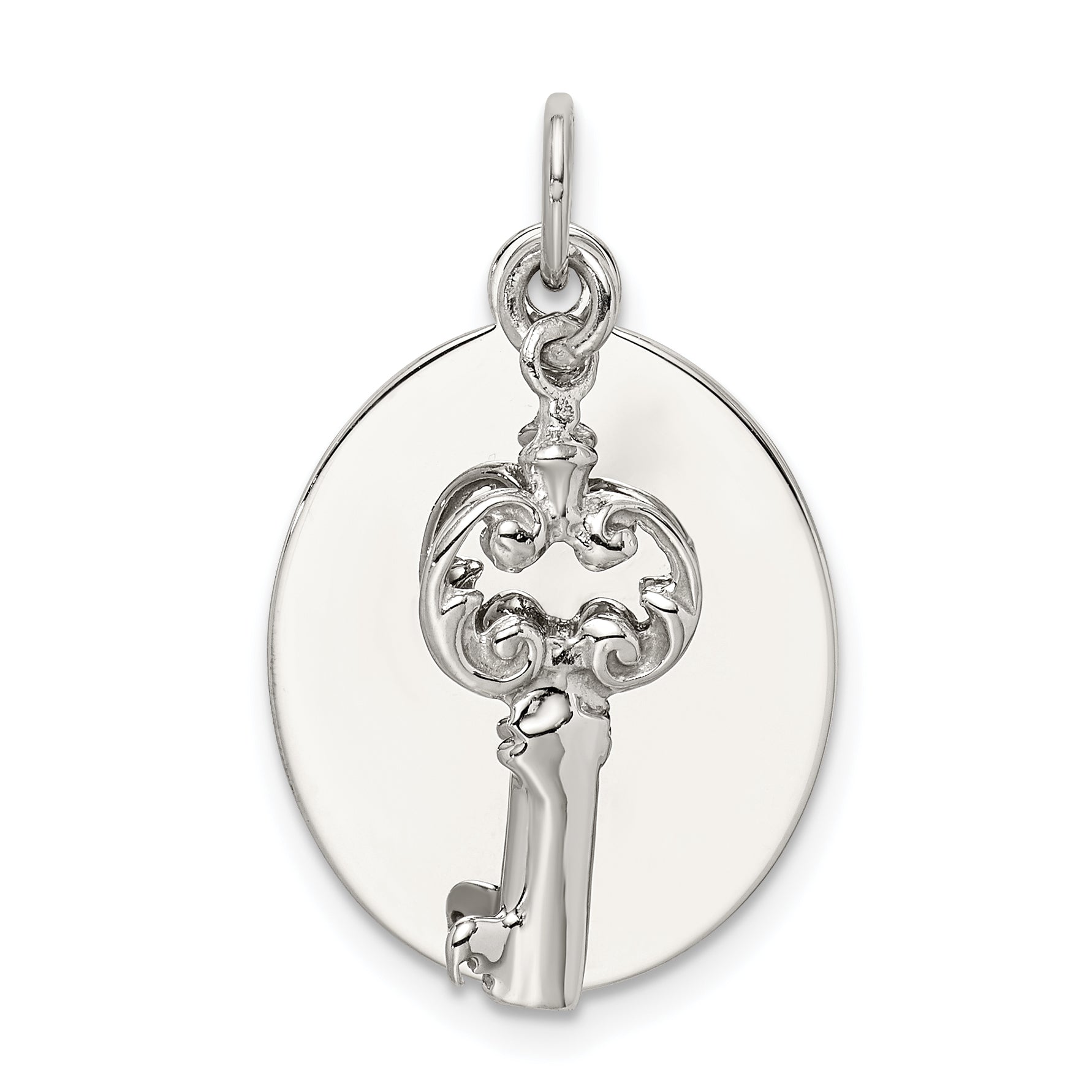 Sterling Silver Rhodium-plated key Charm Main image
