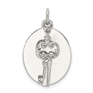 Key Charm in Sterling Silver, 17x16mm - Sophia Jewelers