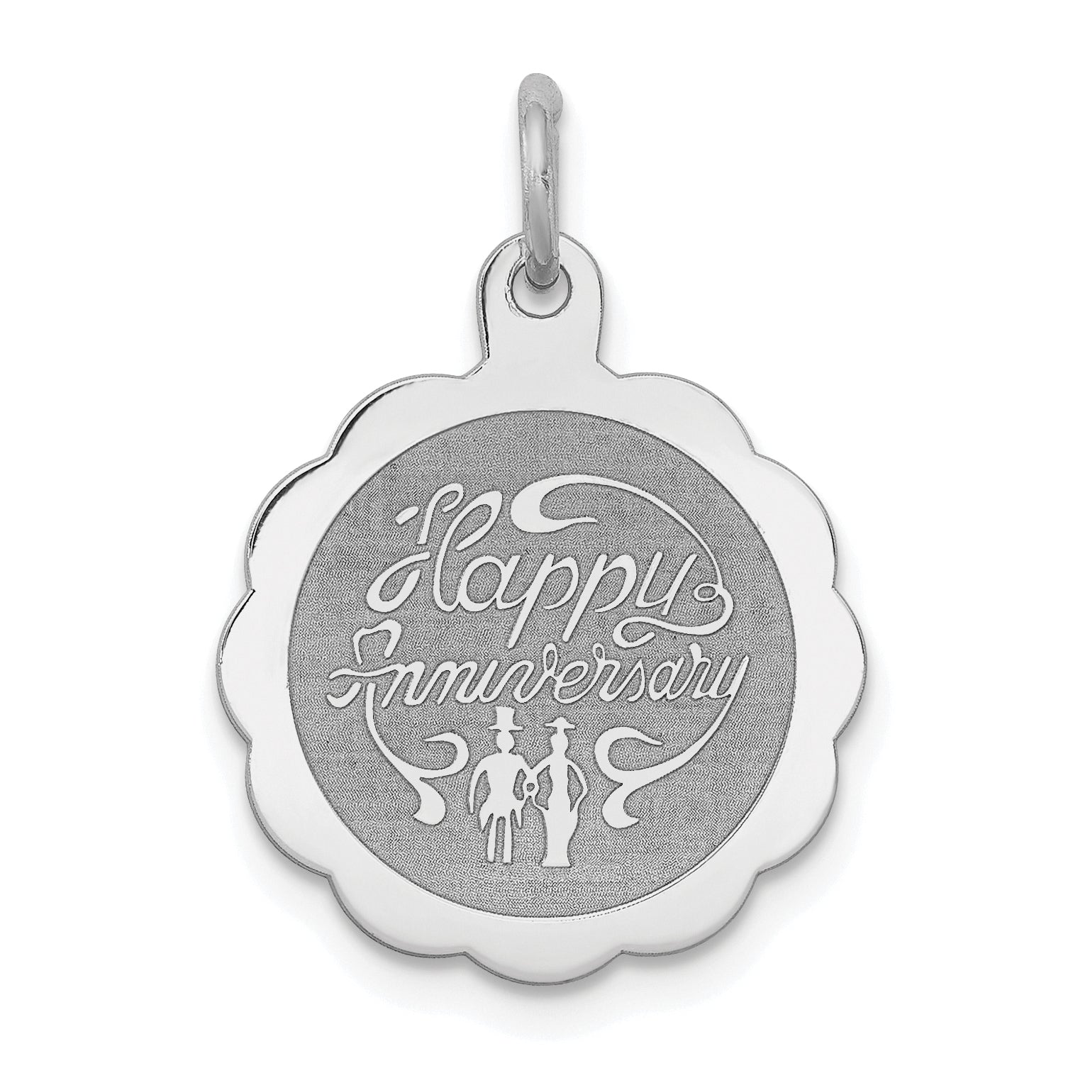 Sterling Silver Rhodium-plated Happy Anniversary Disc Charm Main image