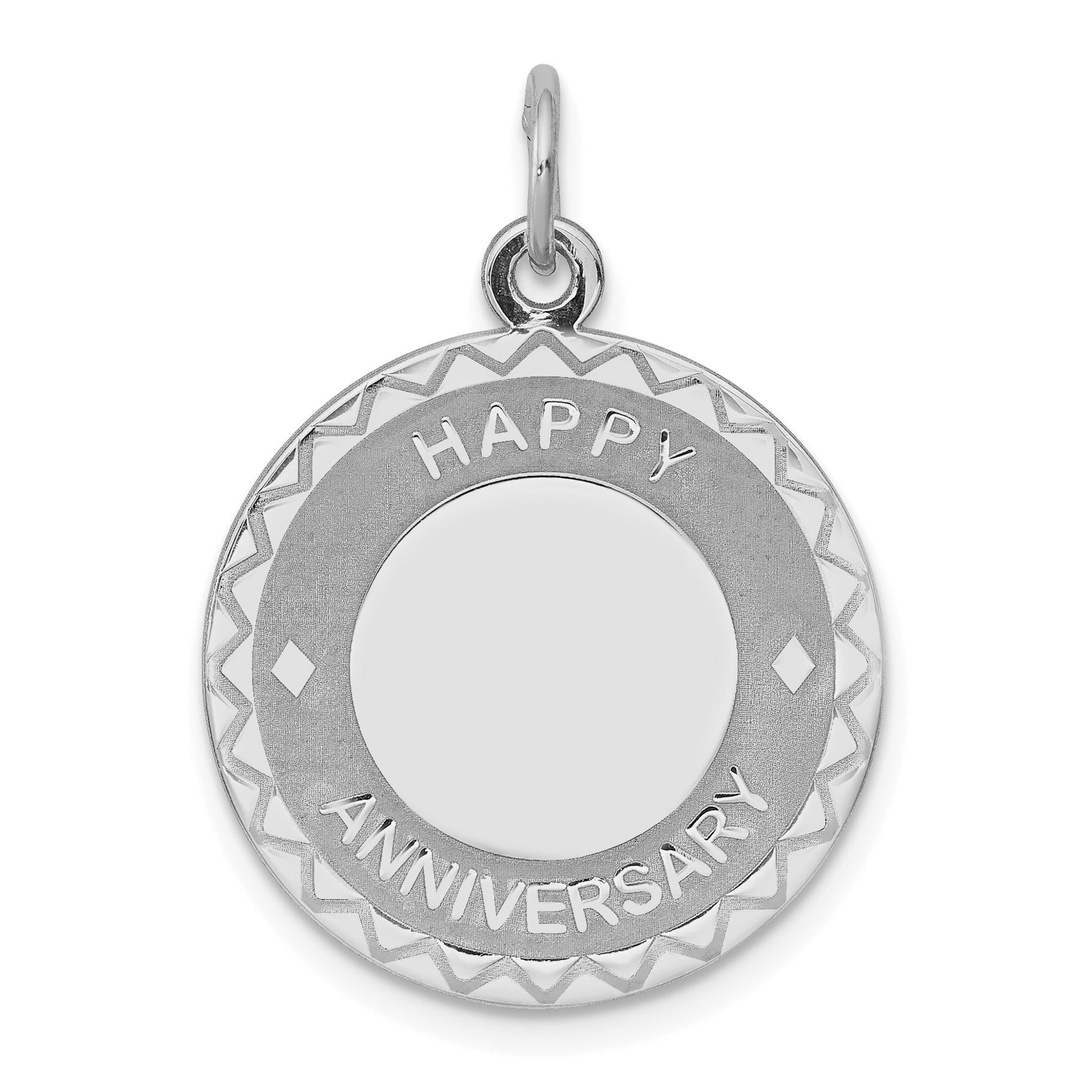 Sterling Silver Rhodium-plated Happy Anniversary Disc Charm Main image