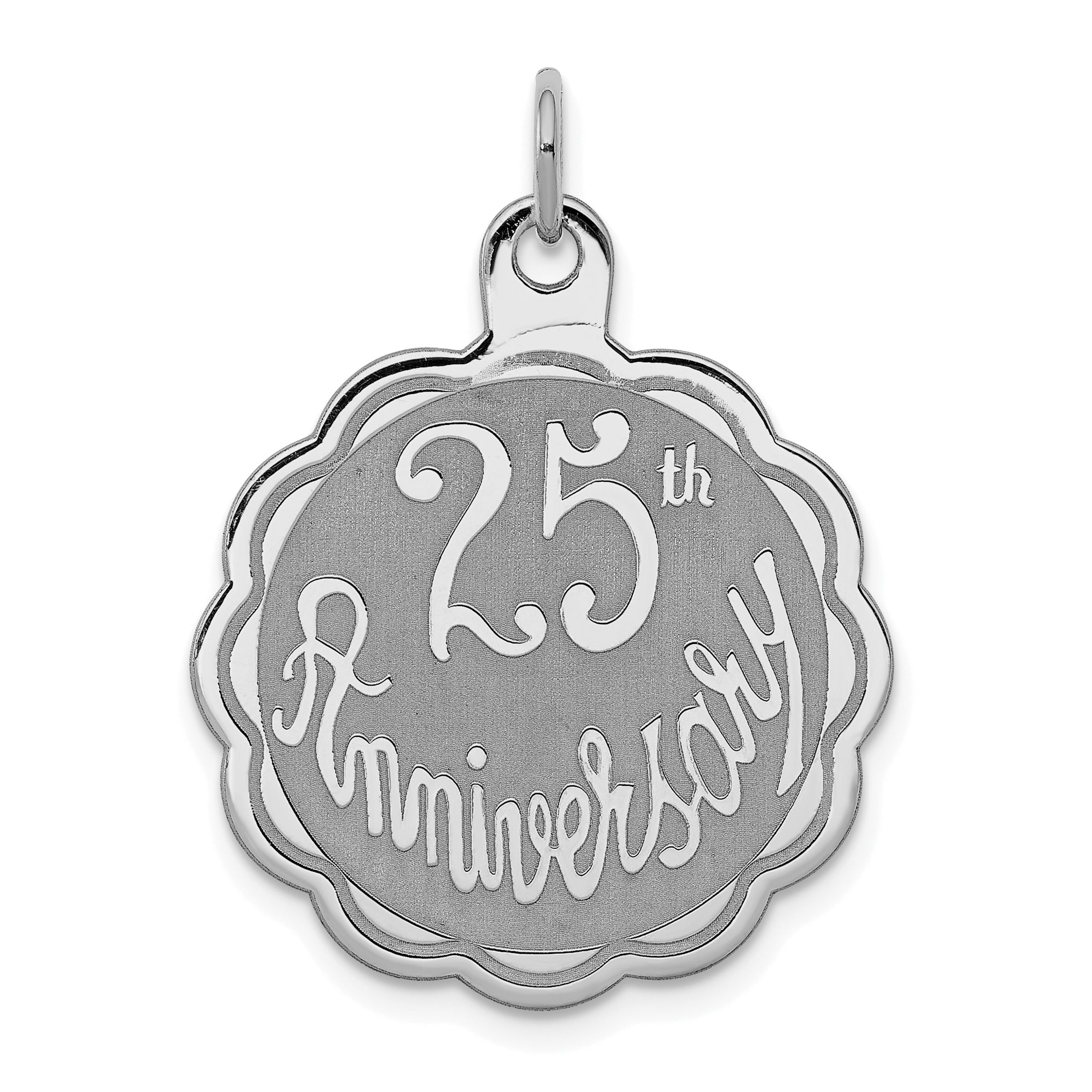 Sterling Silver Rhodium-plated 25th Anniversary Disc Charm Main image