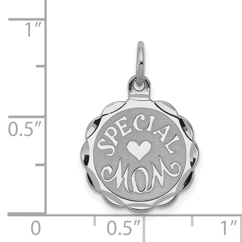 Sterling Silver Rhodium-Plated Special Mom Charm  Polished 925 Pendant