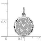 Sterling Silver Rhodium-Plated Special Mom Charm  Polished 925 Pendant