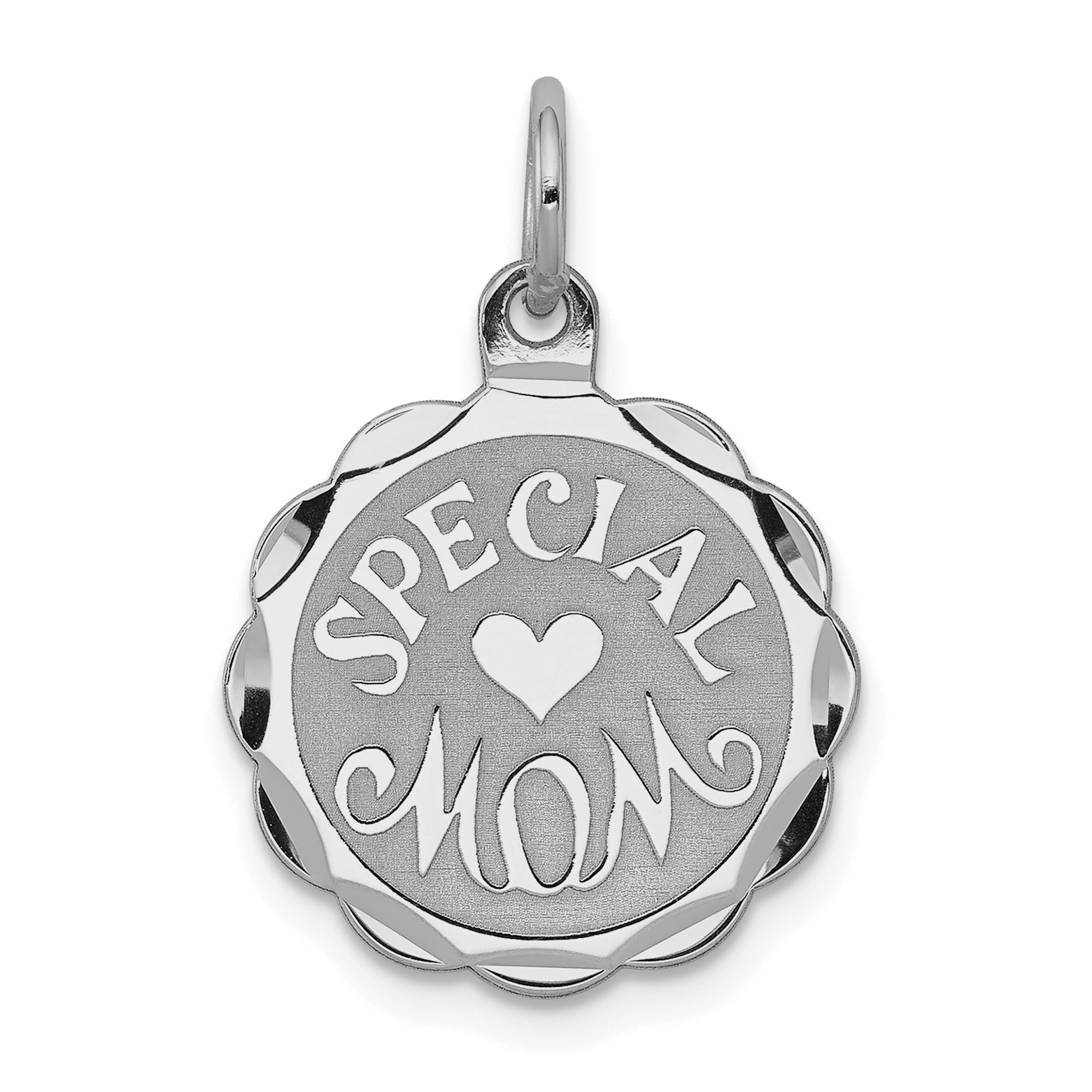 Sterling Silver Rhodium-plated Special Mom Disc Charm Main image