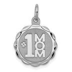 Sterling Silver Rhodium-plated #1 Mom Disc Charm