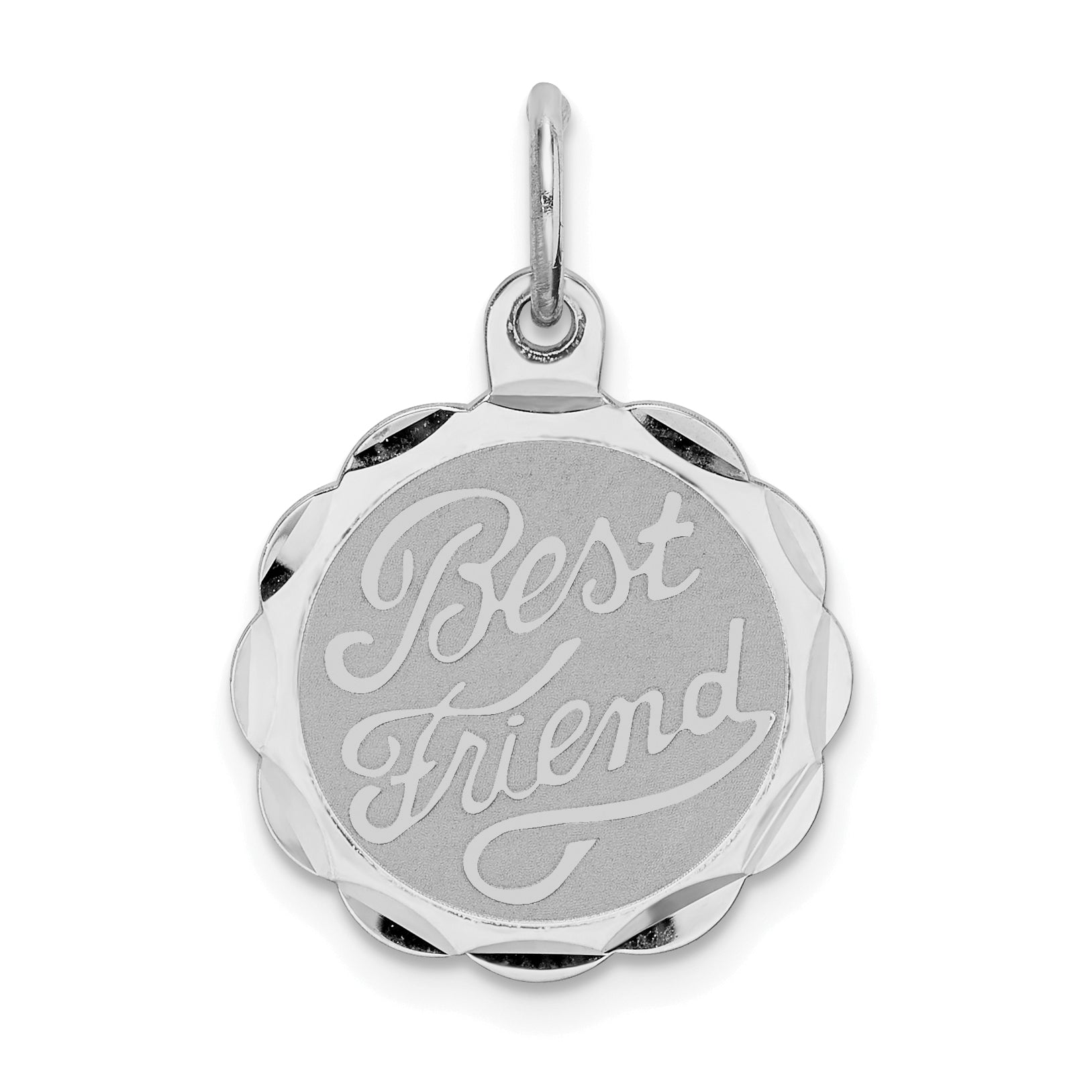 Sterling Silver Rhodium-plated Best Friend Disc Charm Main image