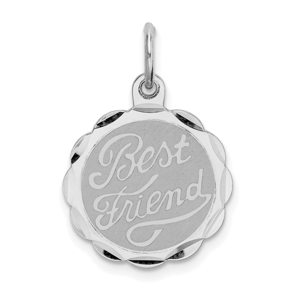 Sterling Silver Rhodium-plated Best Friend Disc Charm