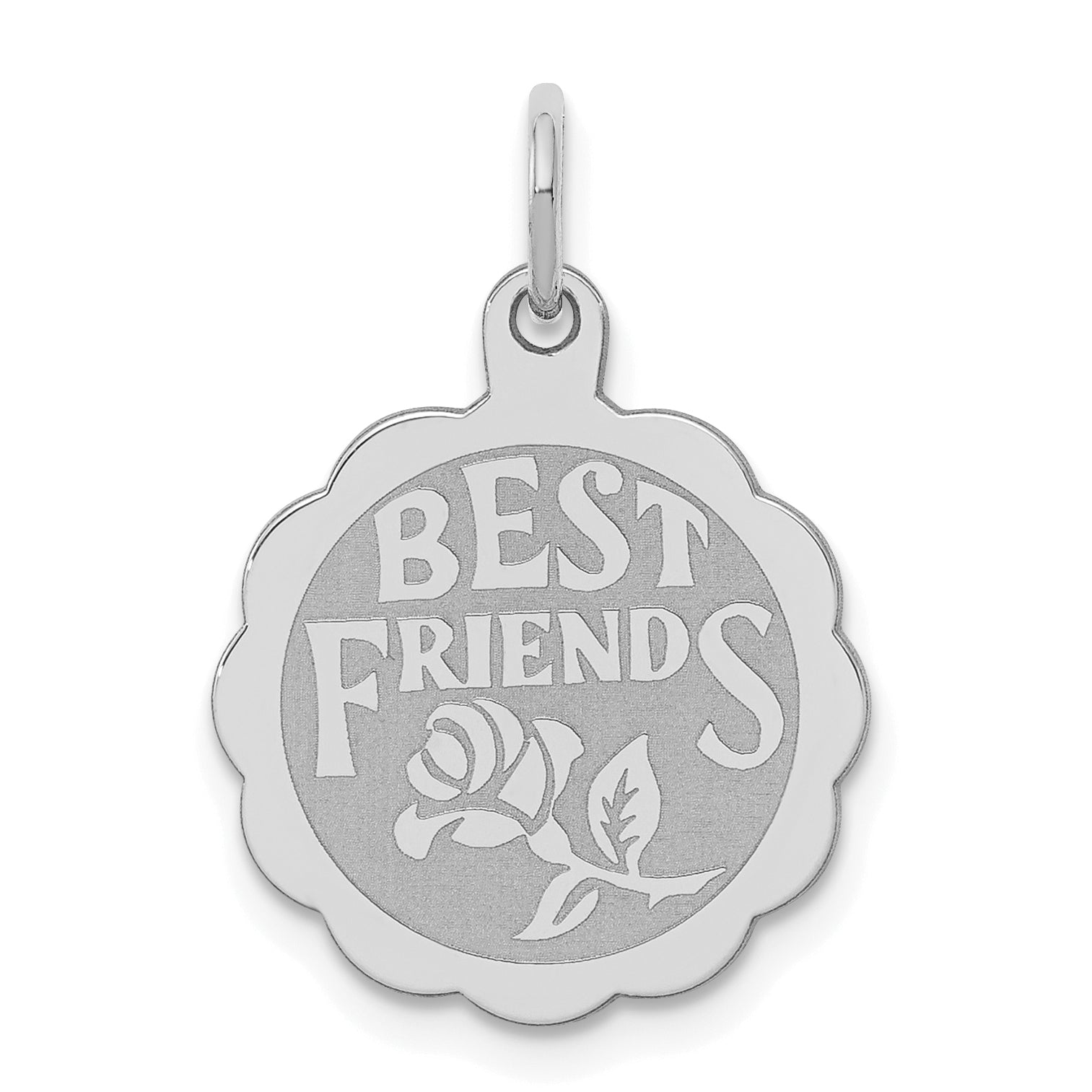 Sterling Silver Rhodium-plated Best Friends Disc Charm Main image