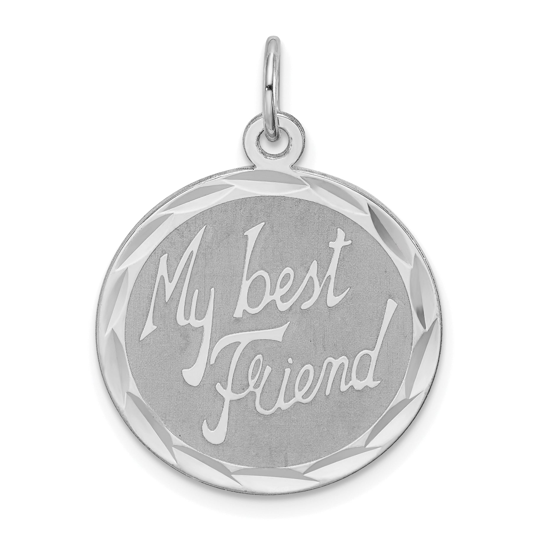 Sterling Silver Rhodium-plated My Best Friend Disc Charm Main image