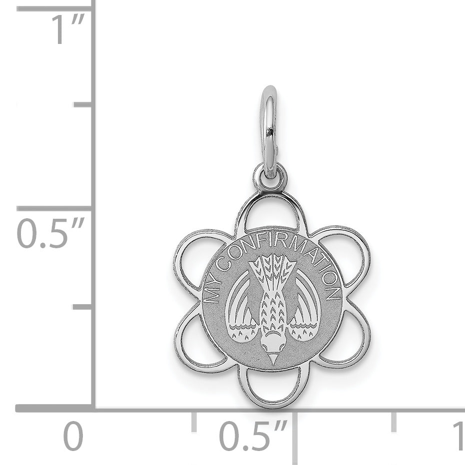 Sterling Silver Rhodium-Plated Confirmation Charm with Polished Finish