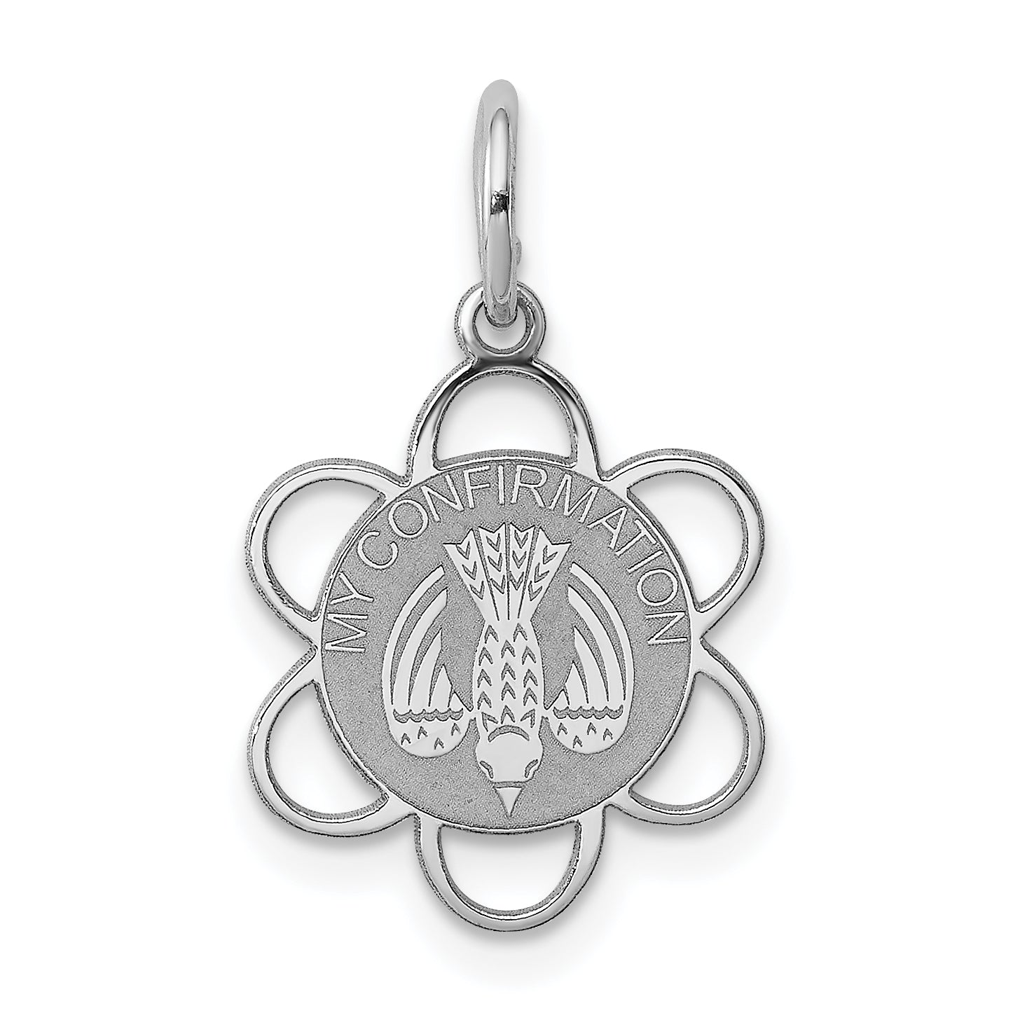 Sterling Silver Rhodium-plated My Confirmation Disc Charm Main image