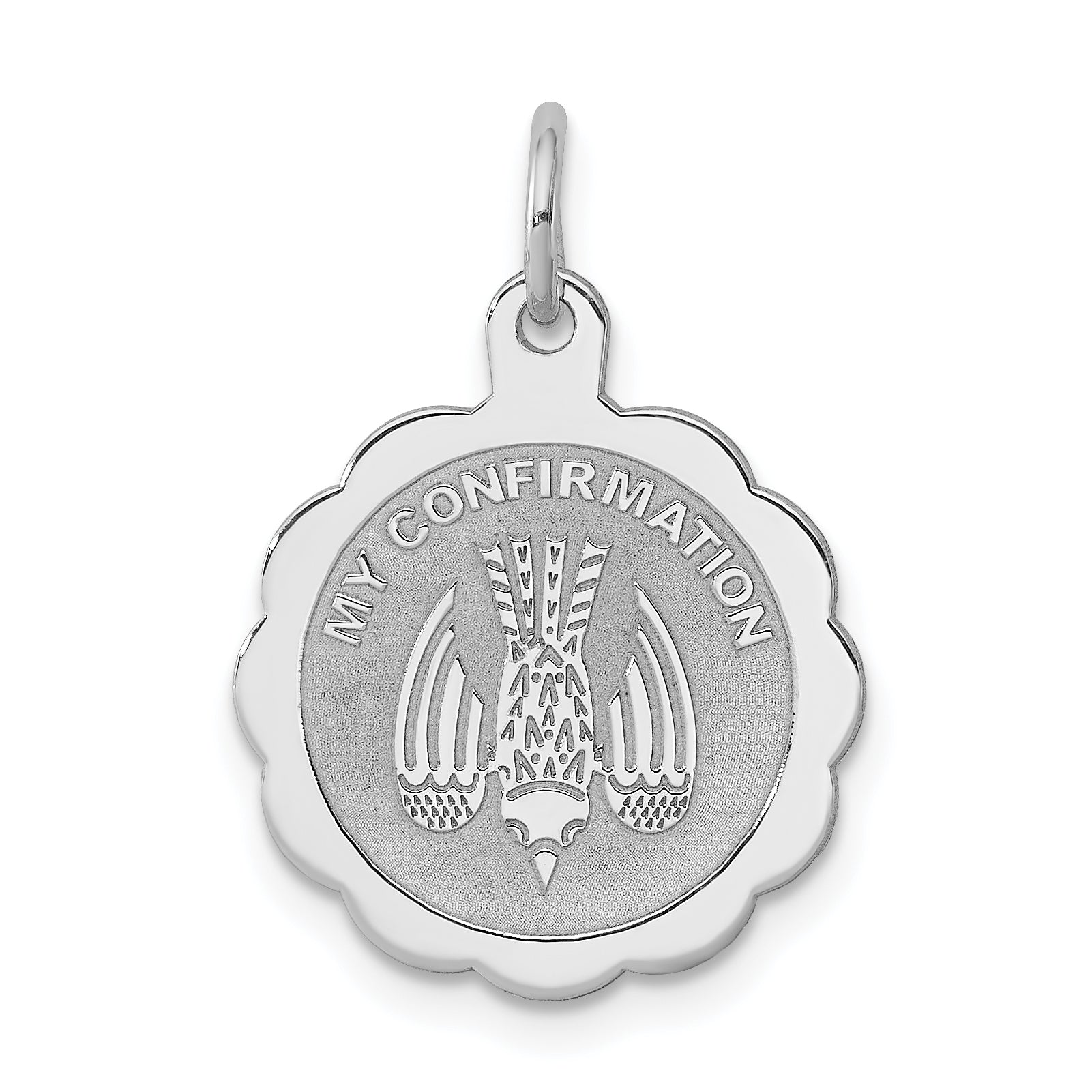 Sterling Silver Rhodium-plated My Confirmation Disc Charm Main image