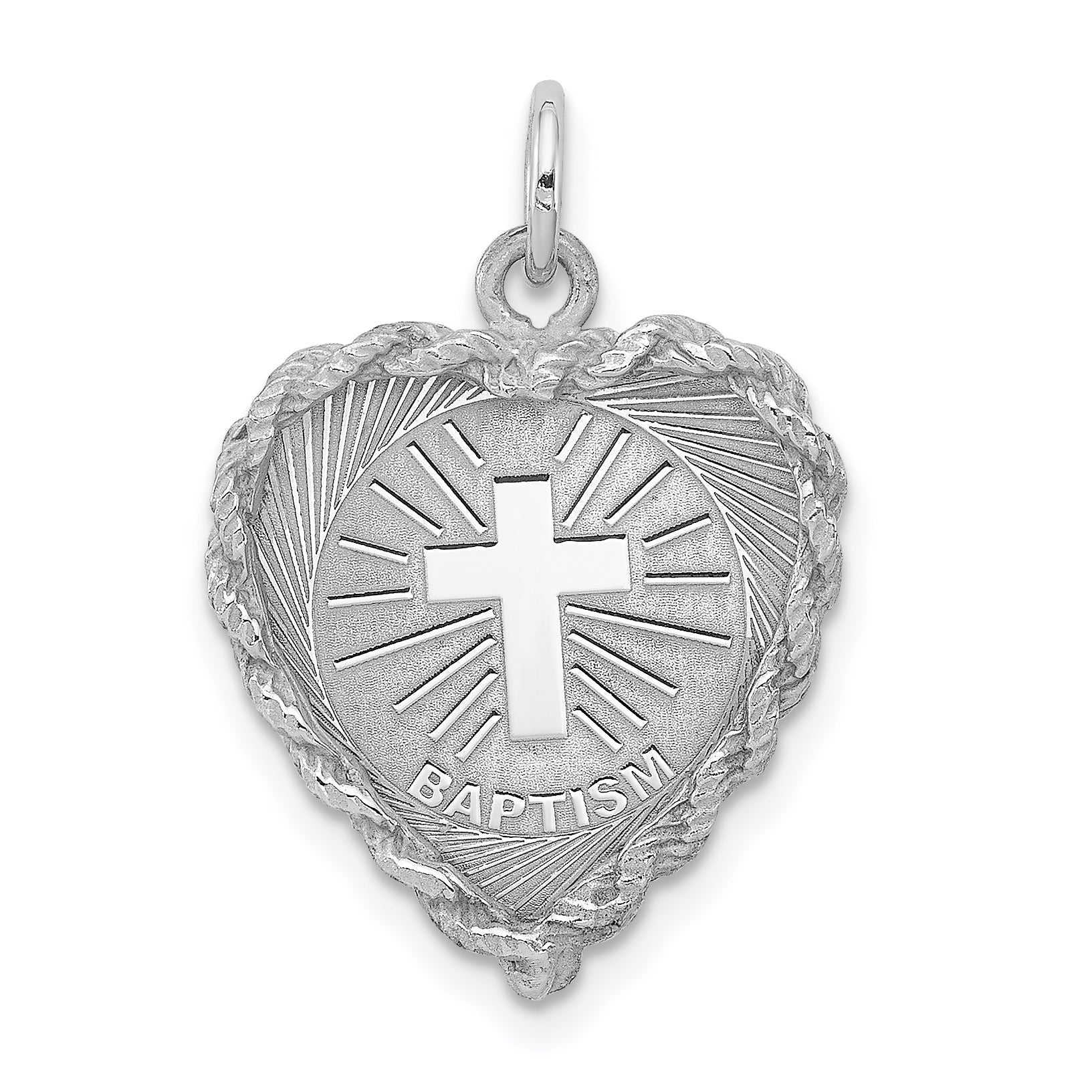 Sterling Silver Rhodium-plated Baptism Disc Charm Main image