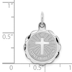 Sterling Silver Rhodium-Plated Confirmation Charm with Polished Finish