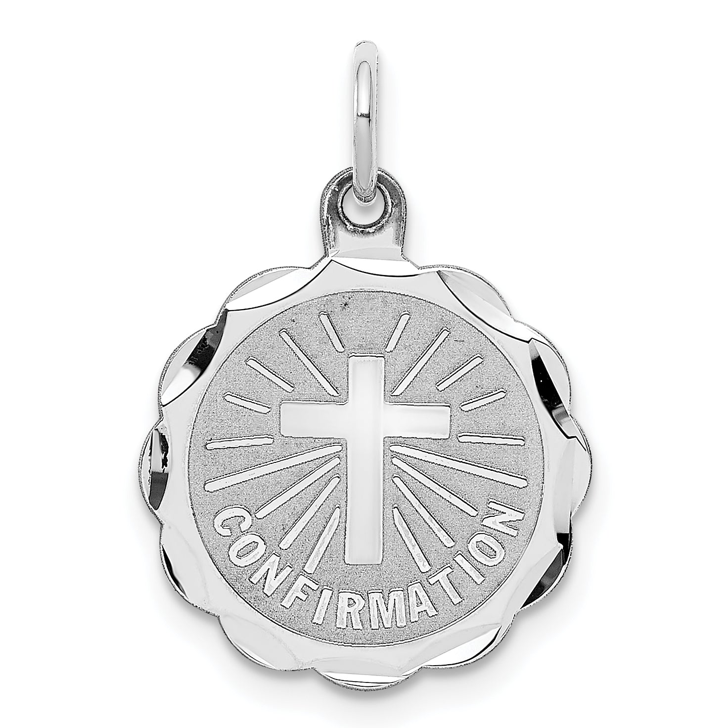 Sterling Silver Rhodium-plated Confirmation Disc Charm Main image