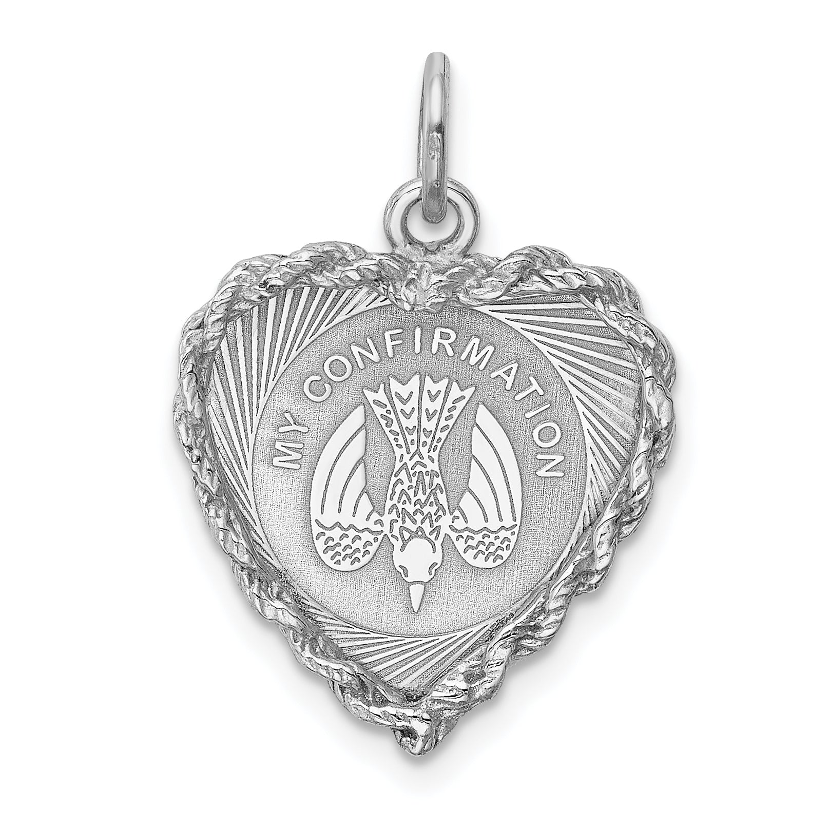 Sterling Silver Rhodium-plated My Confirmation Disc Charm Main image